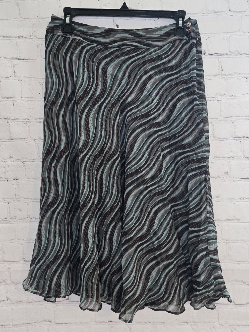 Jones New York abstract print y2k silk flutter midi skirt Preppy feminine